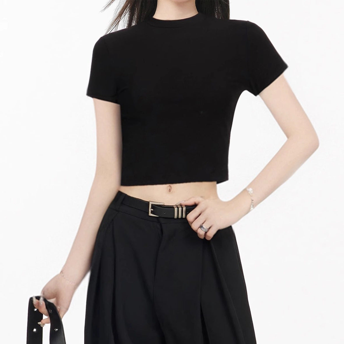 Basic White Short-Sleeve Crop Top