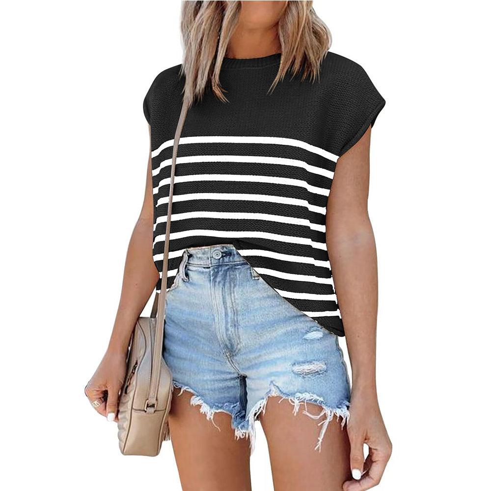 Striped Knit Top - Casual & Comfortable Summer Top