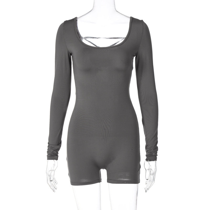 U-Neck Backless Tie Yoga Jumpsuit