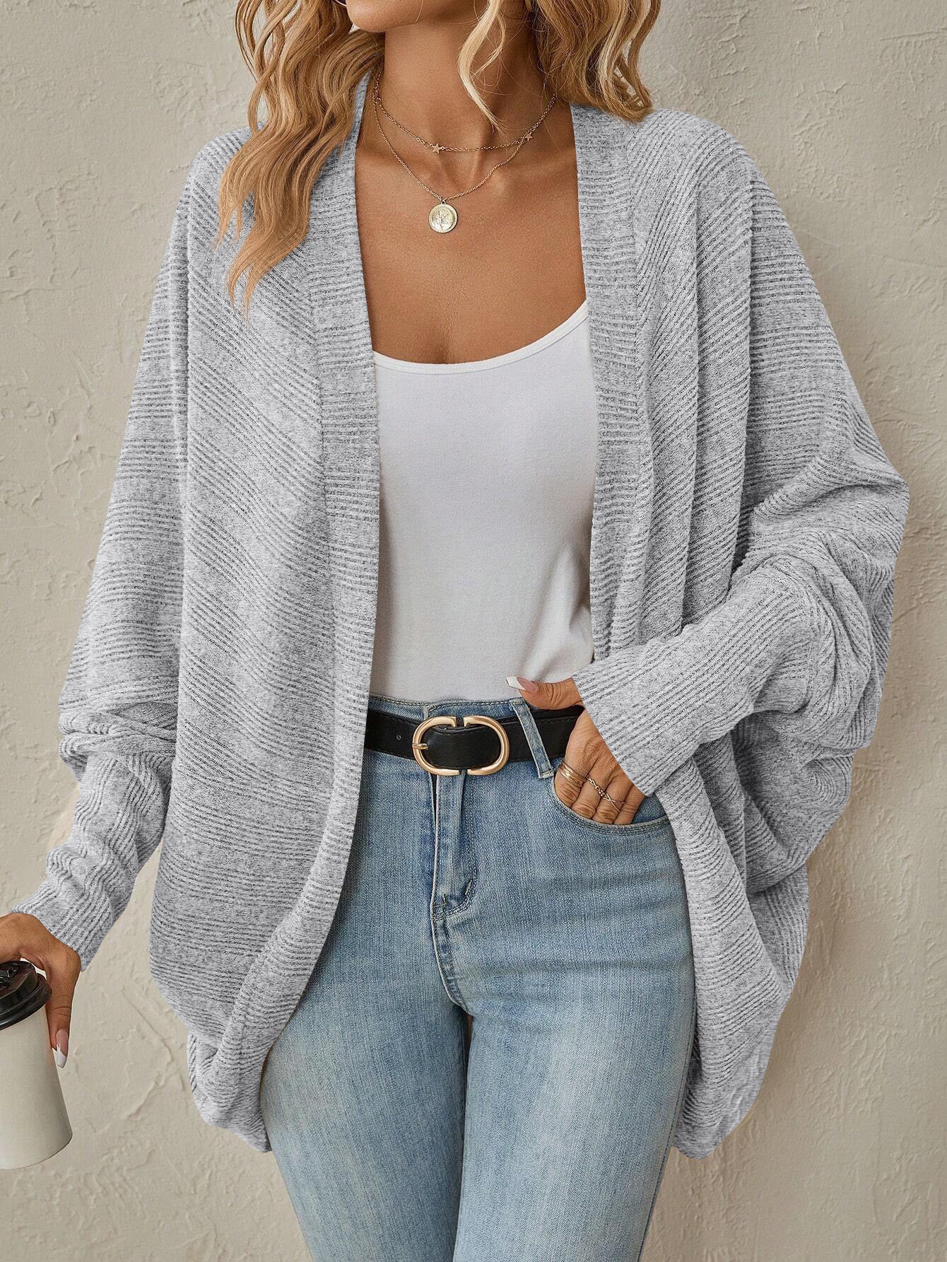Solid Color Mid Length Knit Cardigan