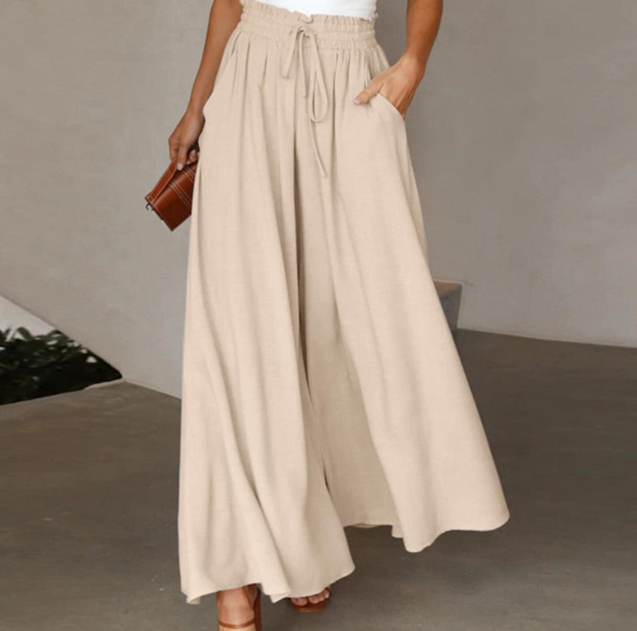 High-Waist Wide-Leg Skort Pants