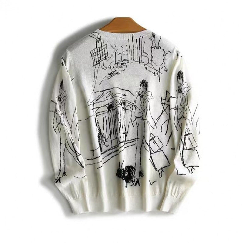 Ink Print Lightweight Knit Cardigan