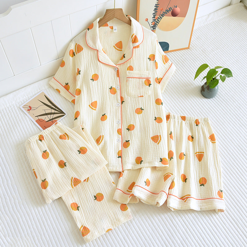 Women Cotton Short Sleeve Pajama Set
