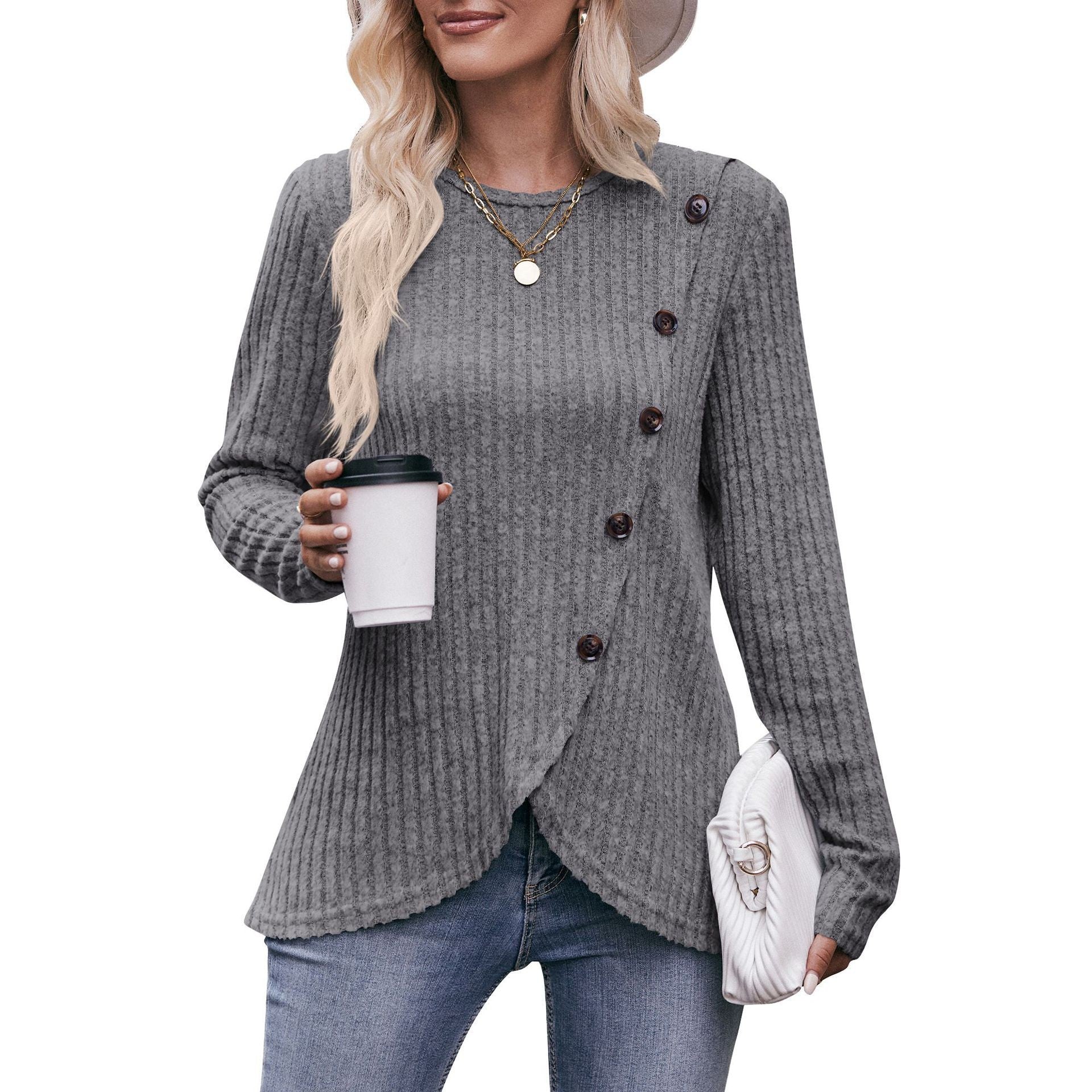 Women's Ribbed Button T-Shirt