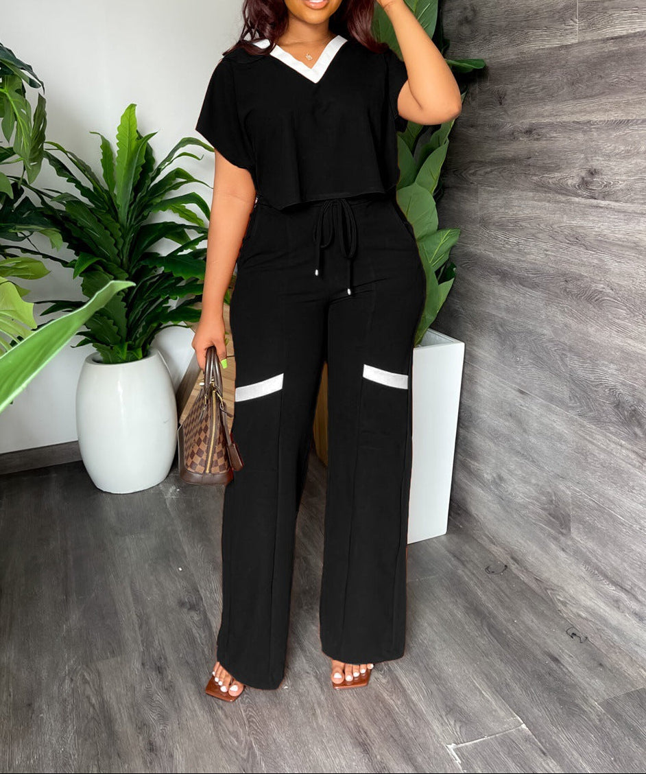 Casual Short Sleeve Top and Pants Set