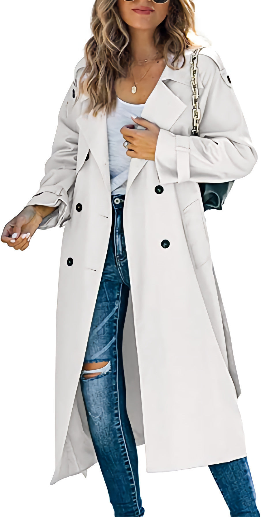 Solid Longline Lapel Trench Coat