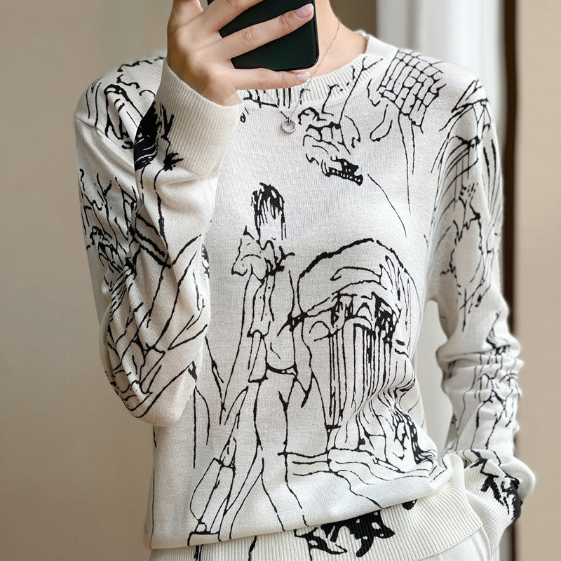 Ink Print Lightweight Knit Cardigan