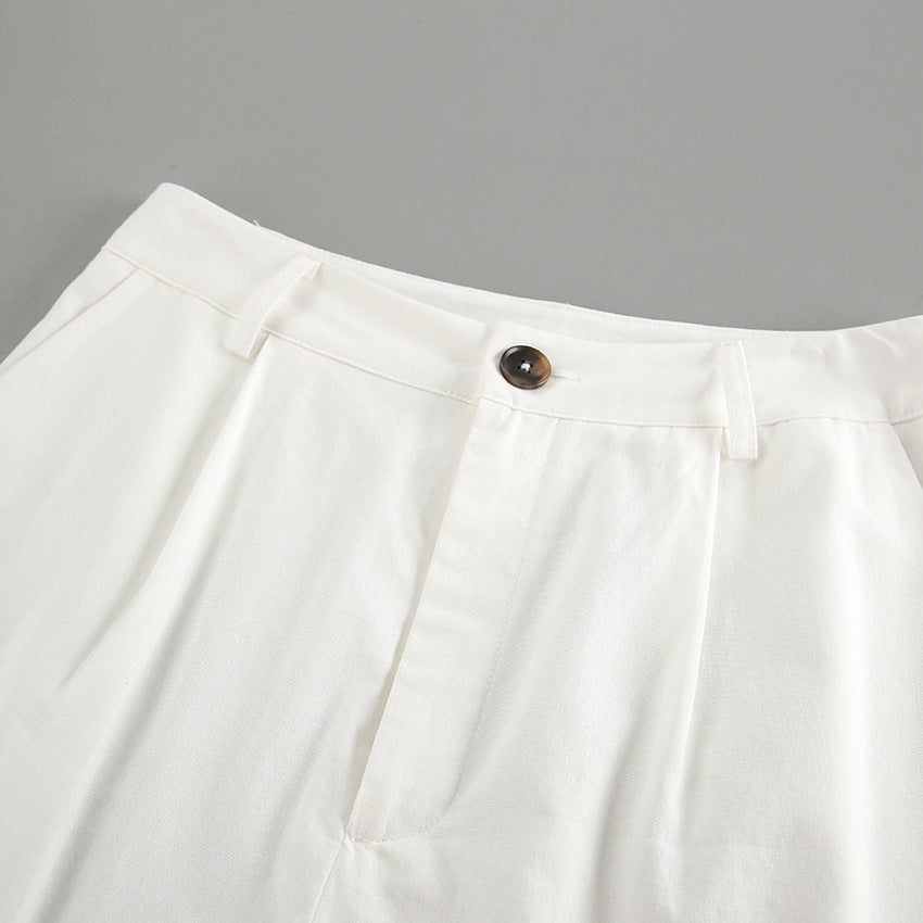 Linen Vest and Wide Leg Pants Two Piece Set