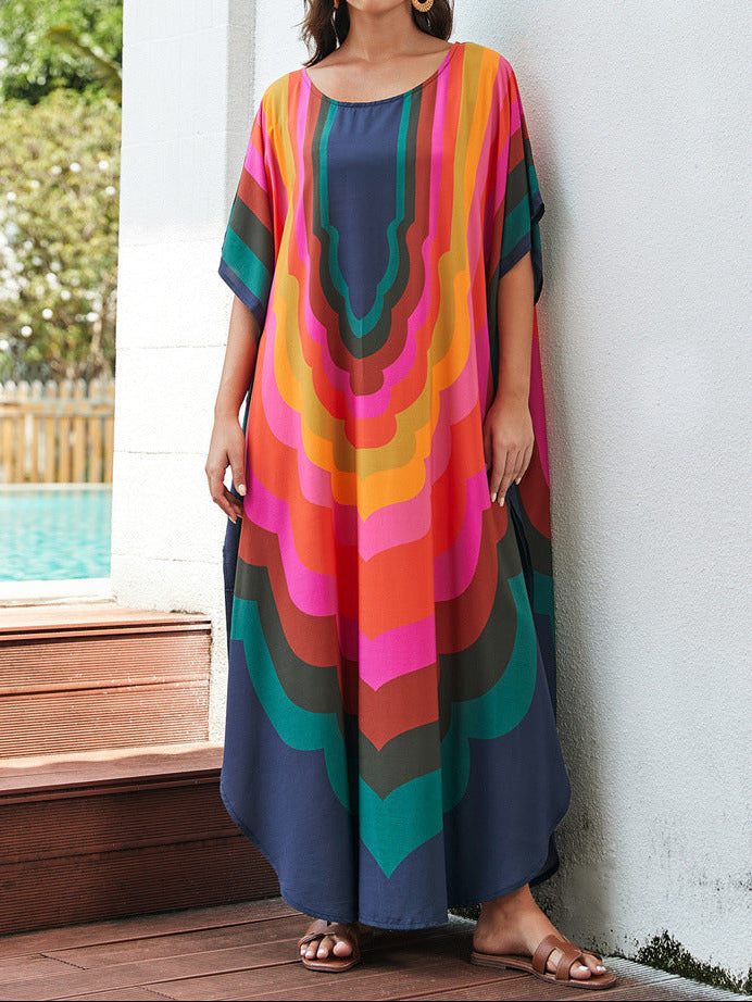 Printed Beach Cover-Up Long Kimono