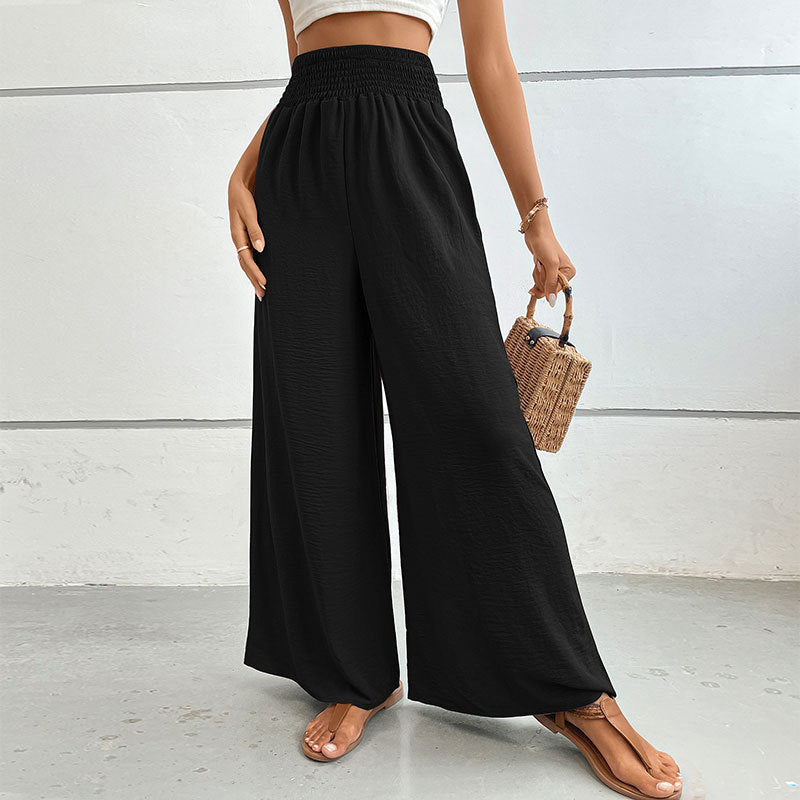 High-Waist Elastic Wide-Leg Pants