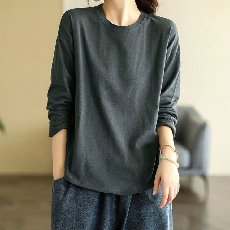 Basic Crew Neck Cotton Layering Top