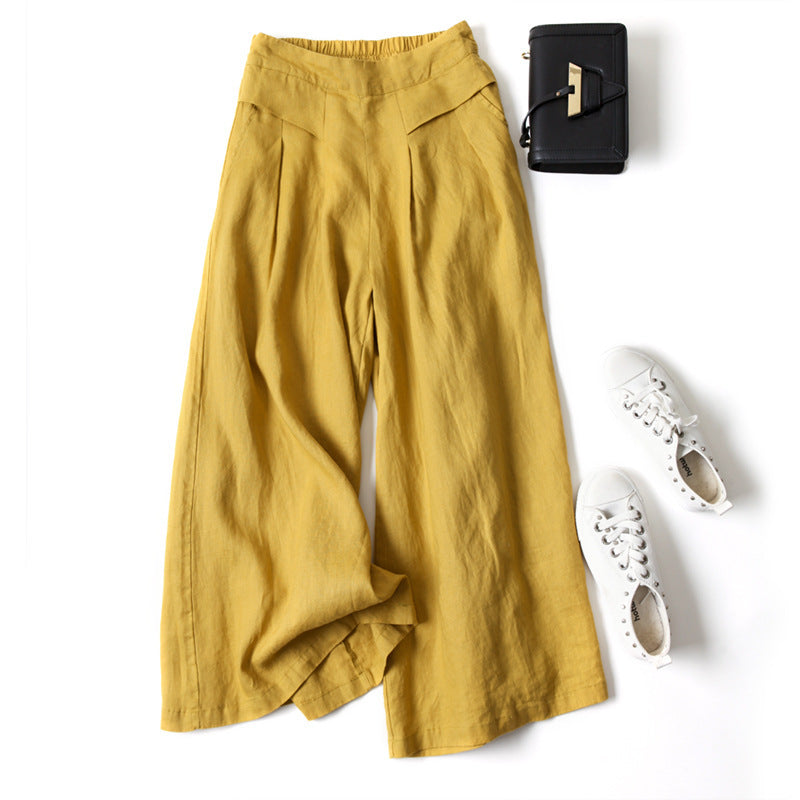Cotton Wide-Leg Cropped Skort Pants