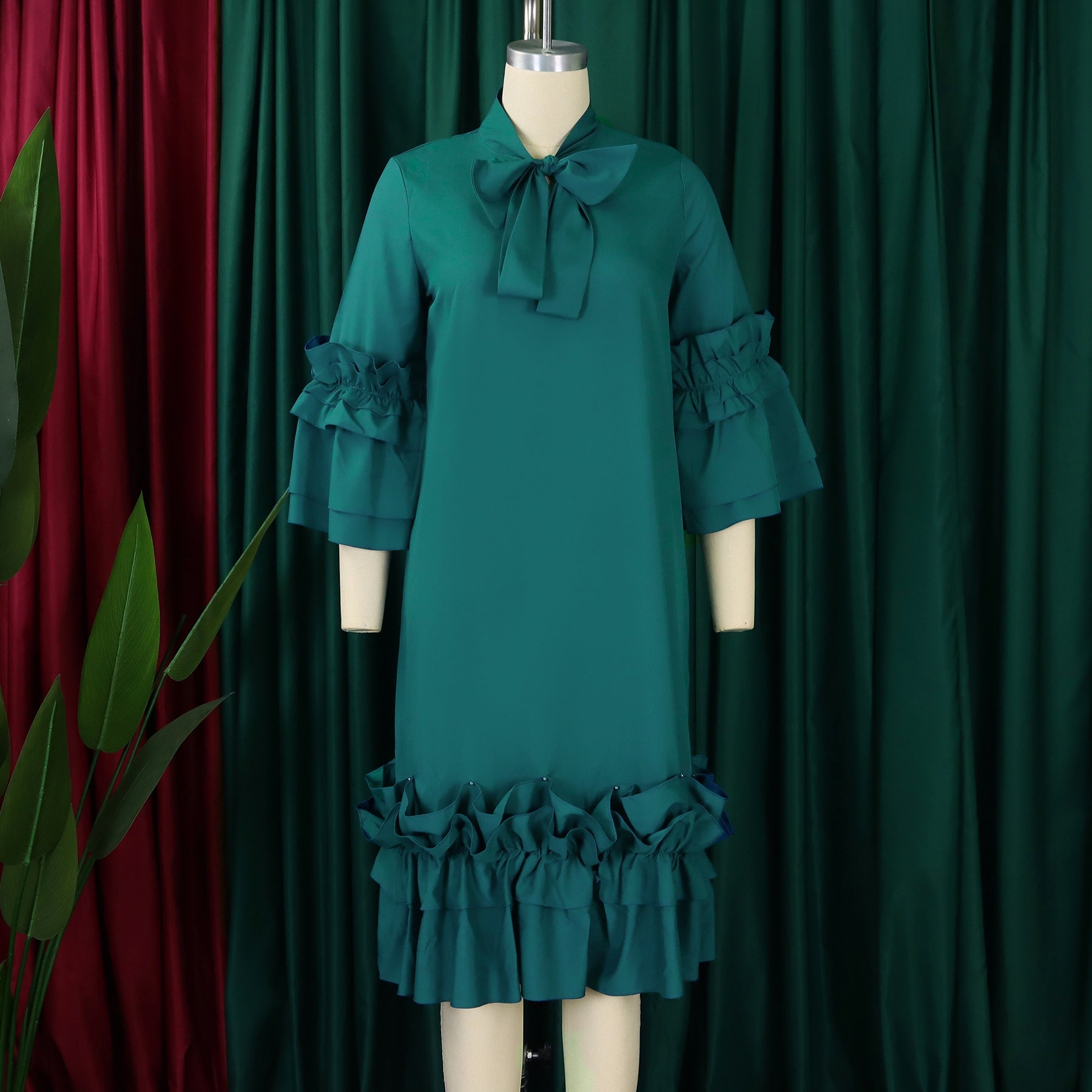 Ruffle Flare Sleeve Plus Size Dress