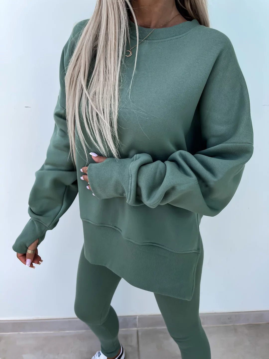 Women’s Oversized Sweatshirt and Leggings Set – Casual Tops for Women, Two-Piece Lounge Outfit