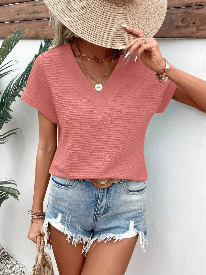 Relaxed Fit V-Neck Short Sleeve T-Shirt