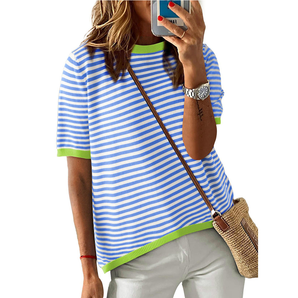 Striped Short Sleeve Casual Top