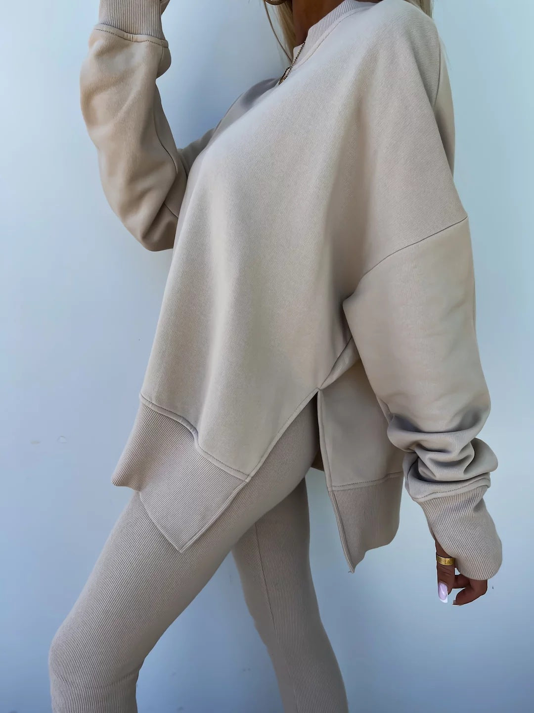 Women’s Oversized Sweatshirt and Leggings Set – Casual Tops for Women, Two-Piece Lounge Outfit