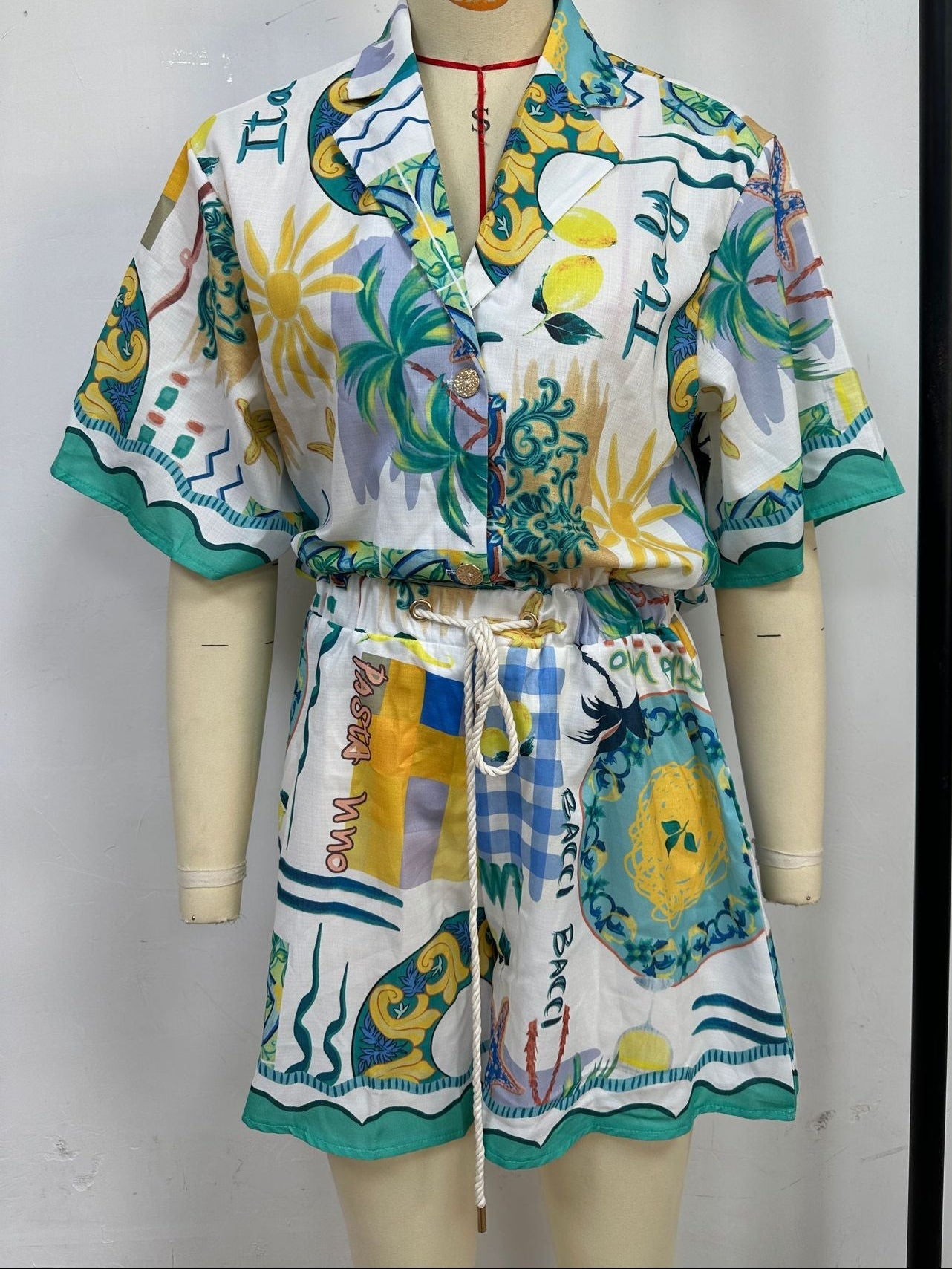 Women's Floral Print Tie Strap Lace Trim Romper