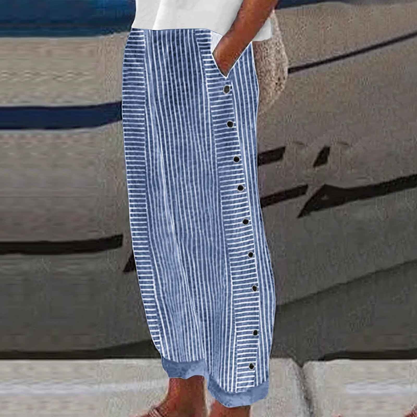 Striped Cotton Relaxed Fit Pants