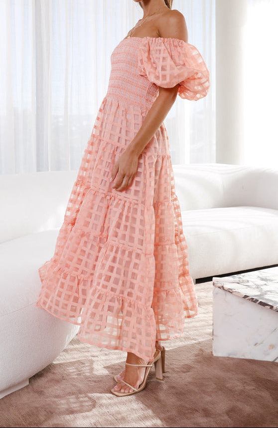 Women Off Shoulder Lantern Sleeve Dress