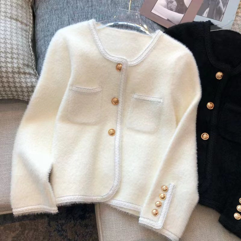 Elegant Faux Mink Knit Cardigan