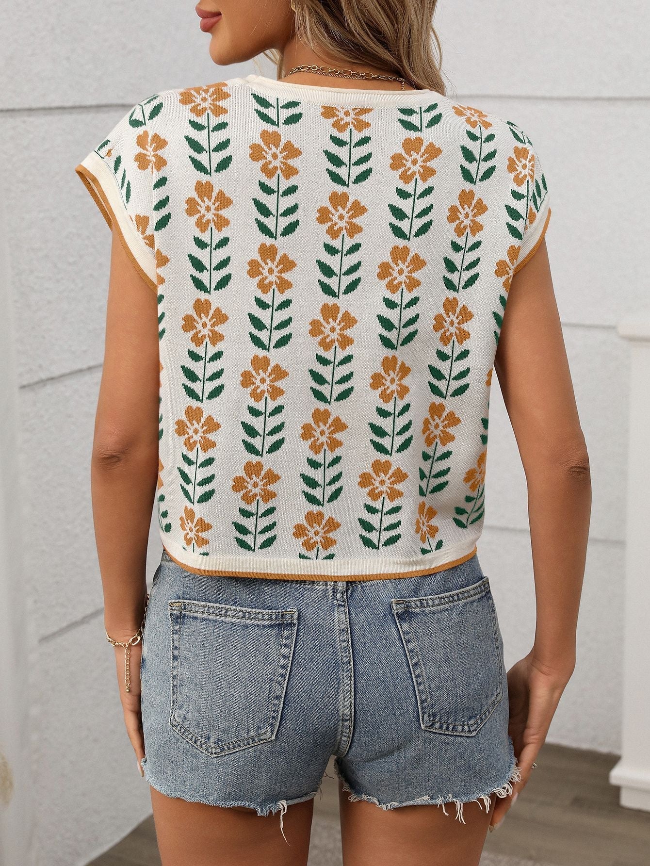 Women's Floral Knit Crop Top