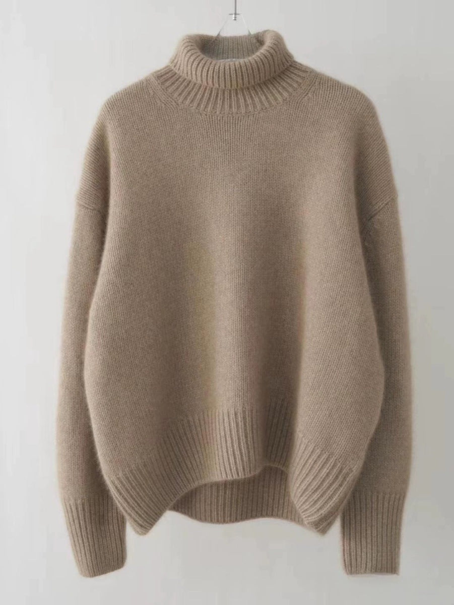 Relaxed Fit Cashmere Blend Turtleneck Sweater