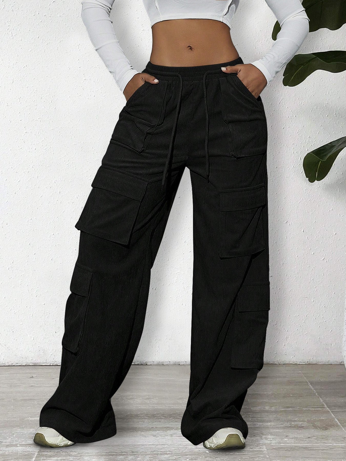 Vintage Wide-Leg Parachute Cargo Pants
