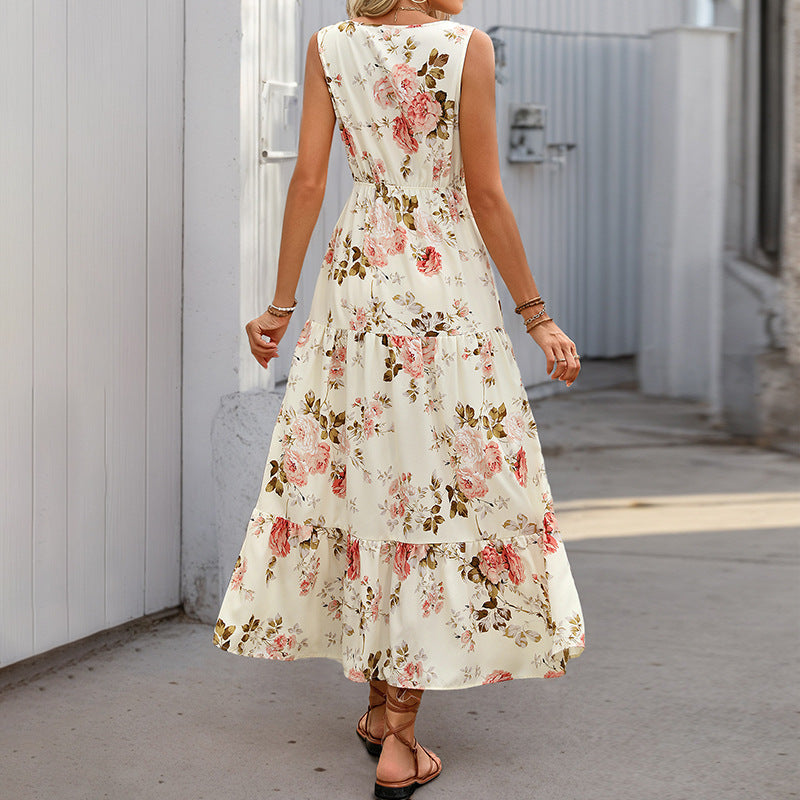 Printed Sleeveless Midi Dress