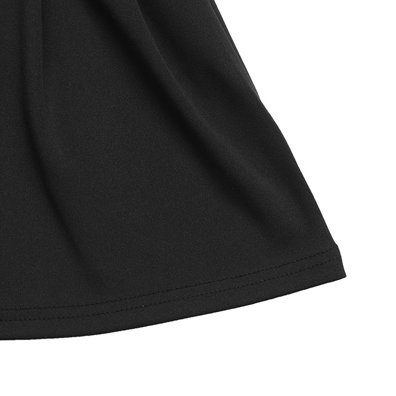 Bow Button High Neck Long Sleeve Dress