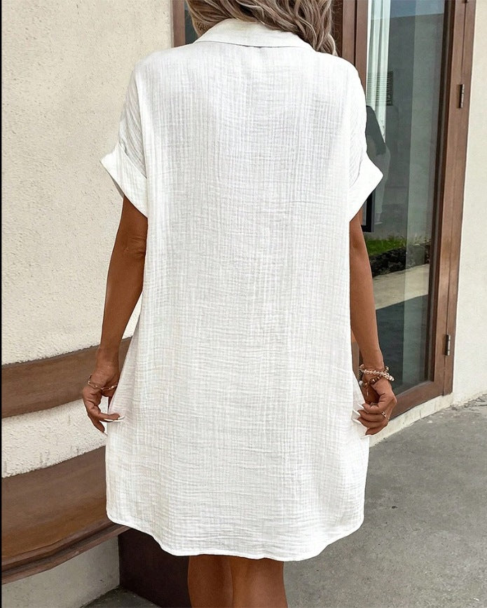 Women's Solid Button Midi Dress