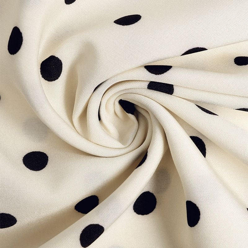 Vintage Polka Dot Bow Neck Midi Dress Women