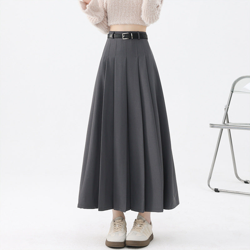 Women's High Waist Pleated Midi Skirt
