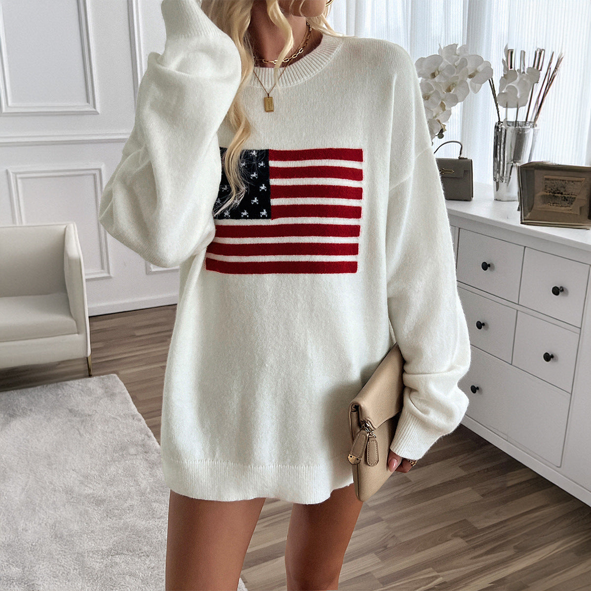 Relaxed Knit Long Sleeve Sweater Top