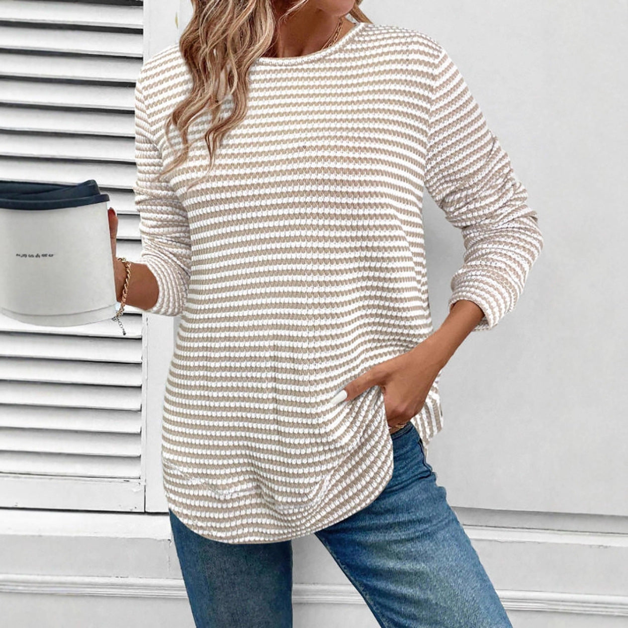 Striped Long Sleeve Casual Top