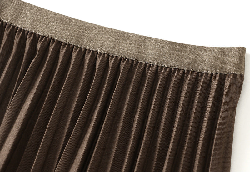 Elastic High-Waist Pleated Skirt