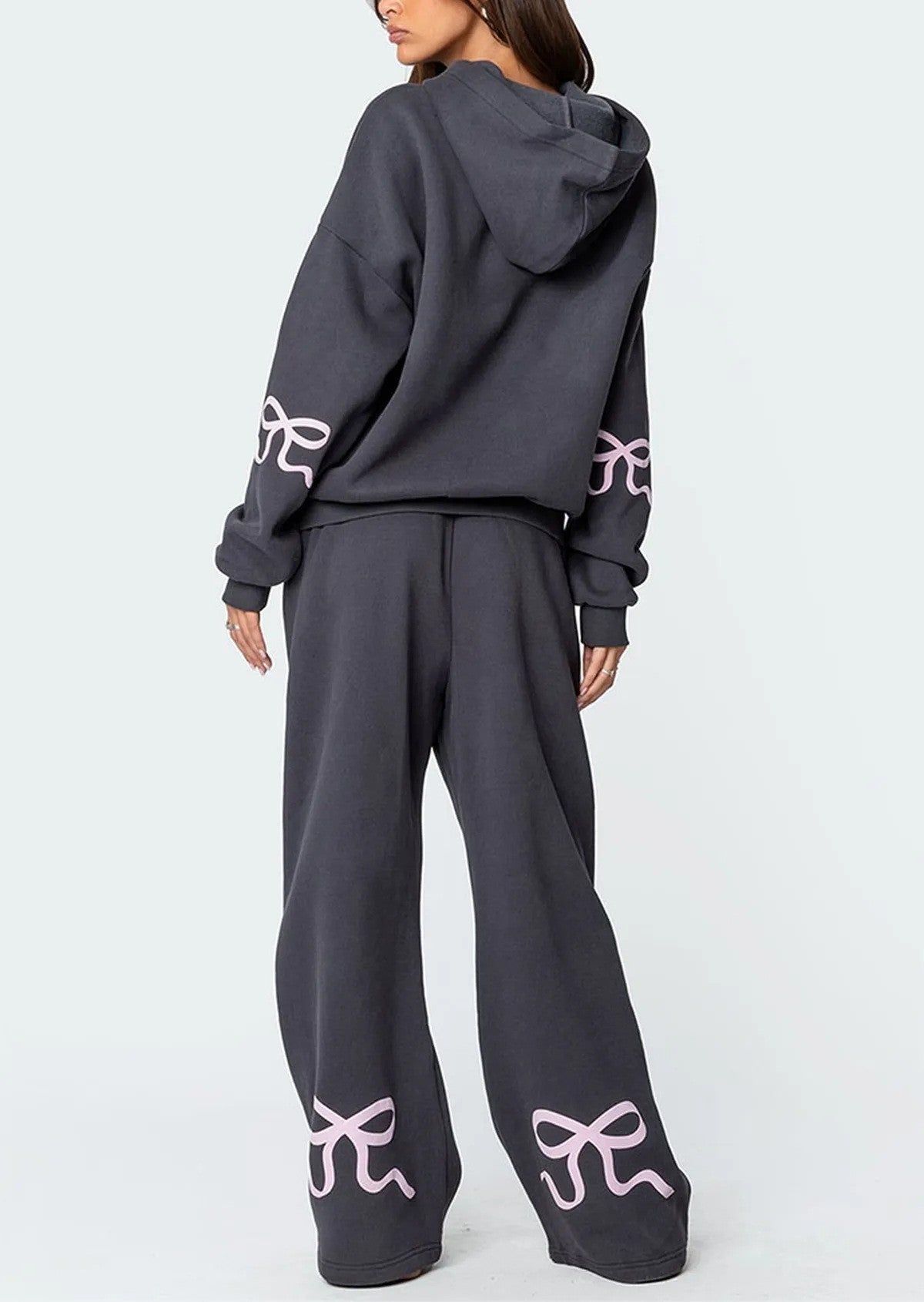 Thick Crew Neck Sweatshirt and Wide-Leg Pants Set