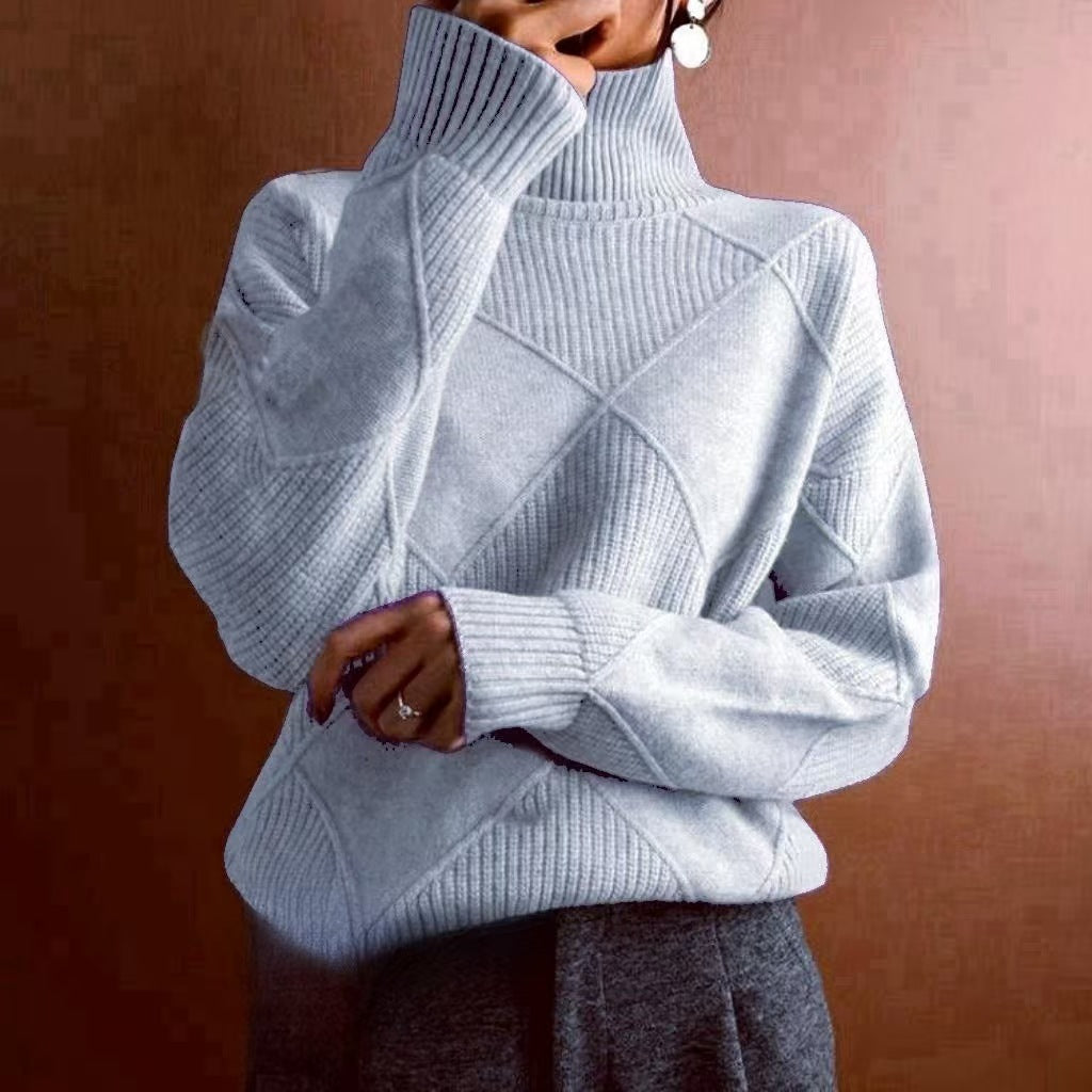 Diamond Pattern Knit Pullover Sweater