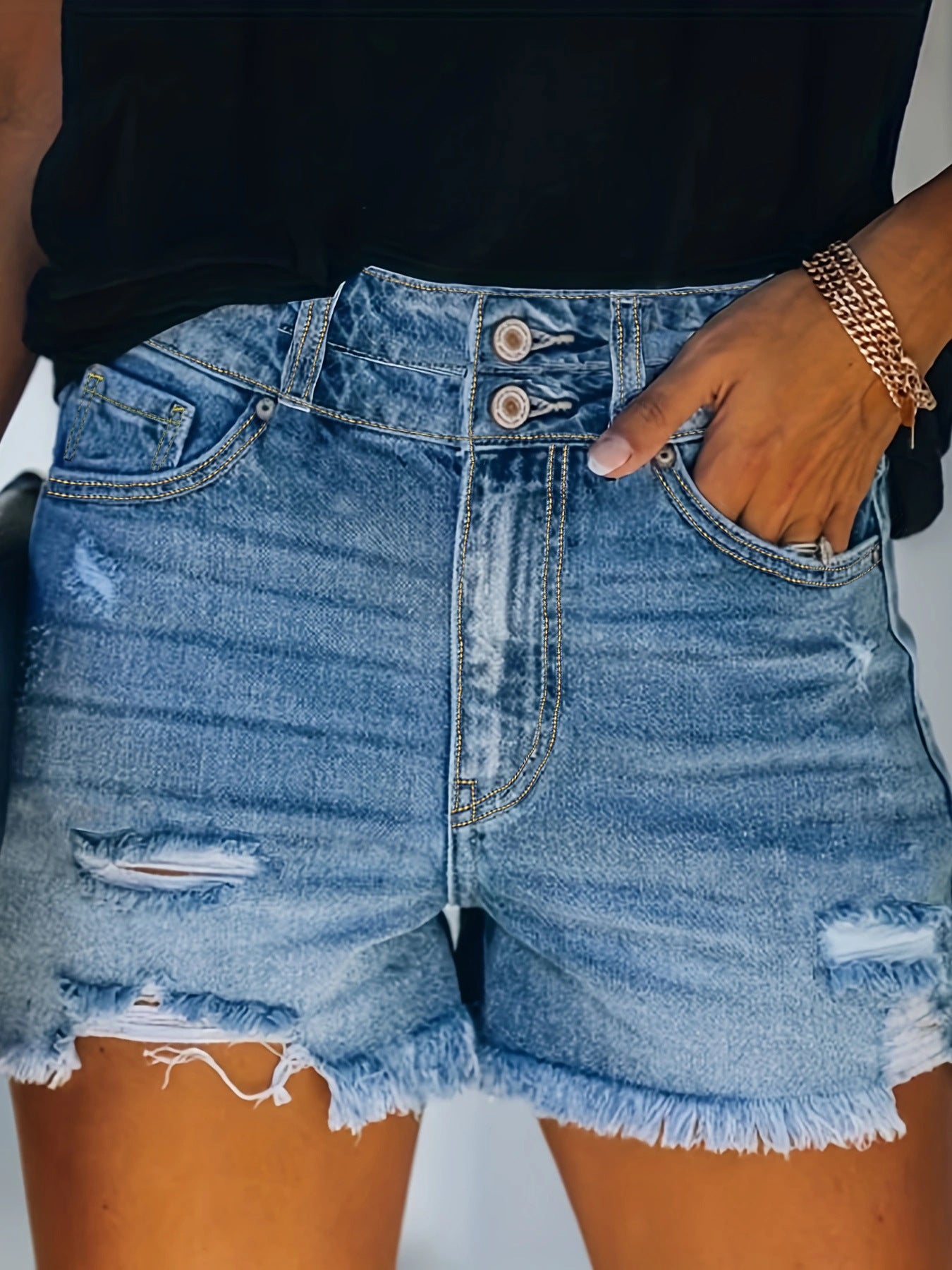 High Waist Ripped Denim Jeans