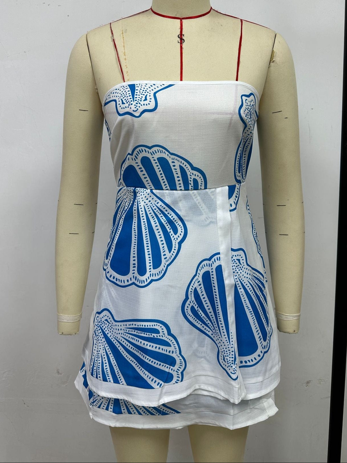 Printed Strapless Top & Shorts Set