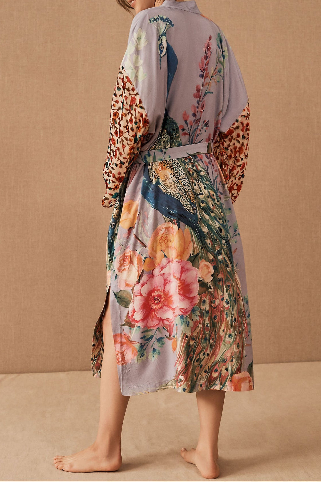 Peacock Print Lightweight Beach Cover-Up
