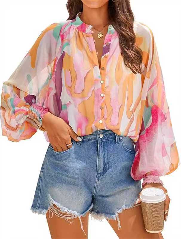 Floral Printed Button-Up Blouse