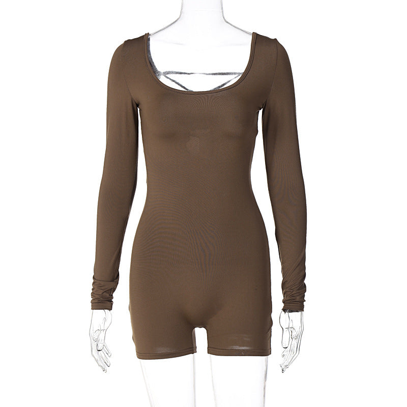 U-Neck Backless Tie Yoga Jumpsuit