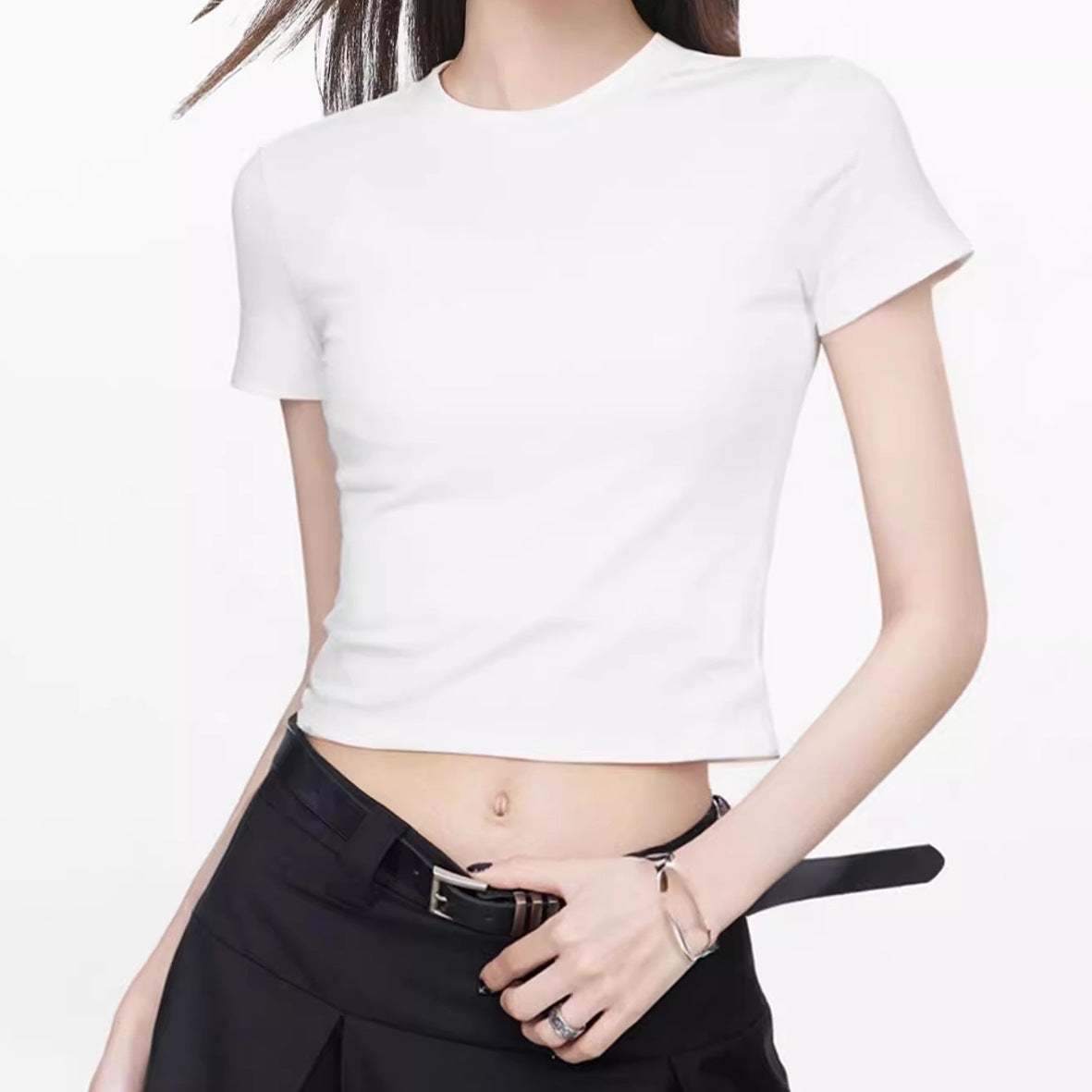 Basic White Short-Sleeve Crop Top