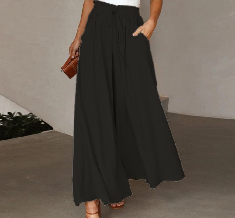 High-Waist Wide-Leg Skort Pants