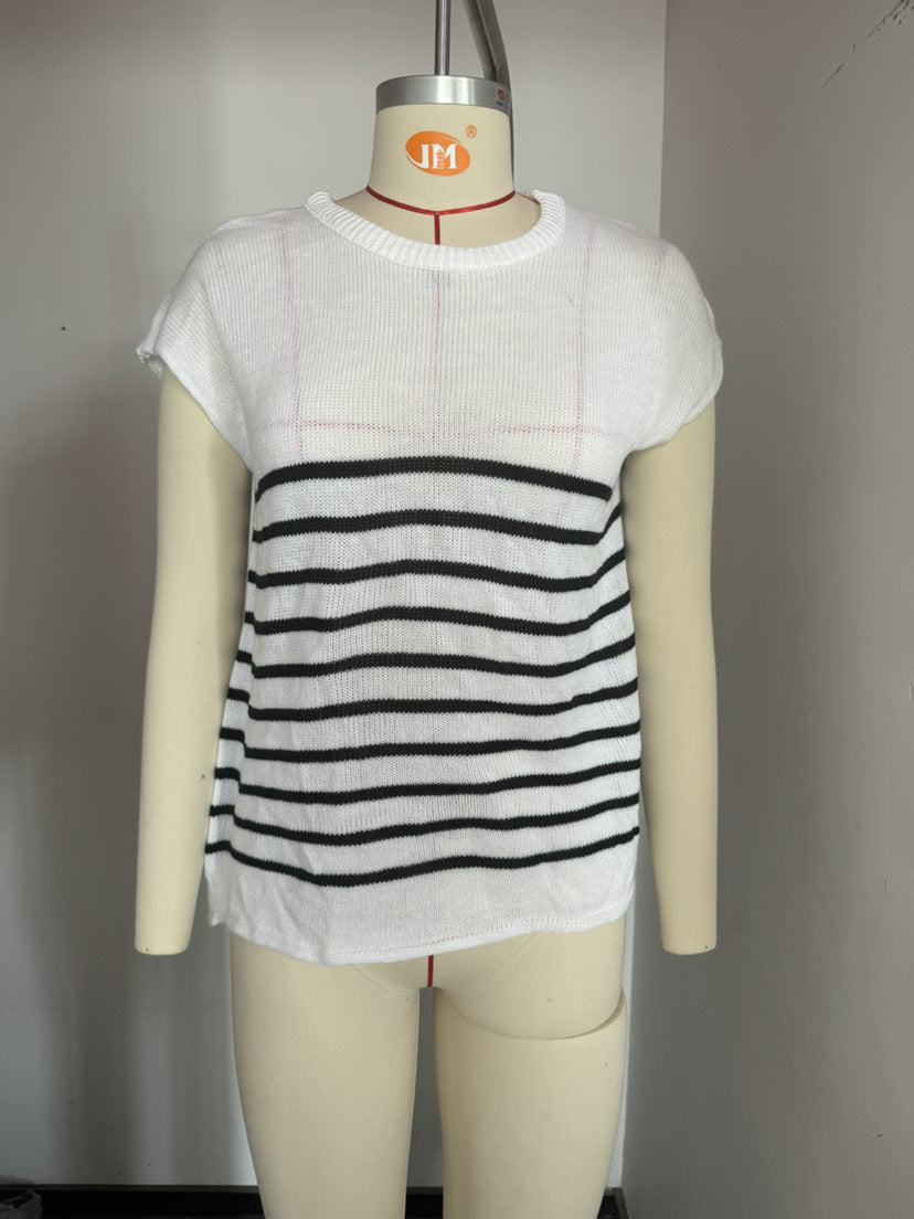 Striped Knit Top - Casual & Comfortable Summer Top