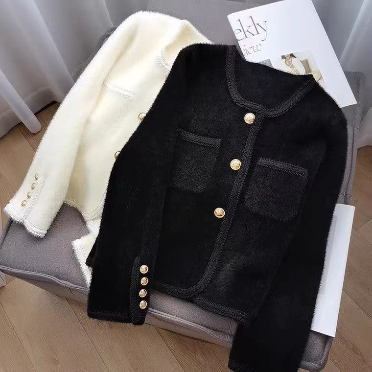 Elegant Faux Mink Knit Cardigan