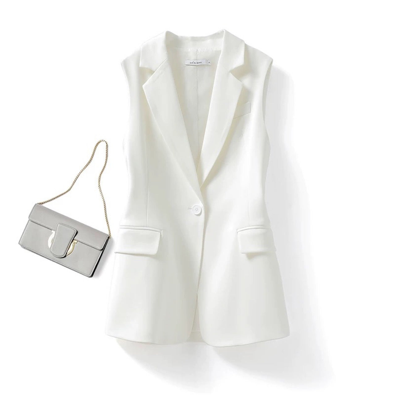 Button Front Vest Blazer Top