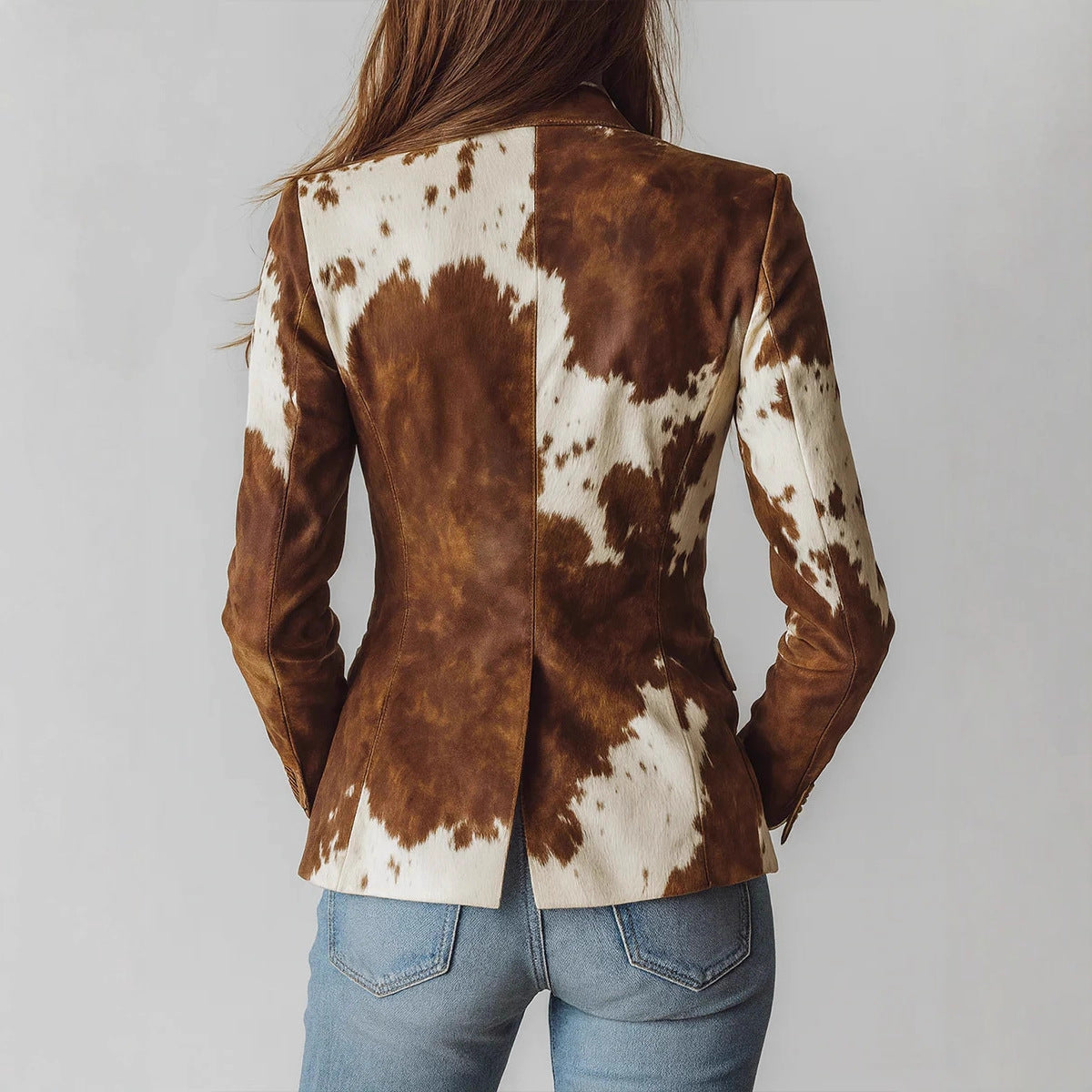 Printed Suede Single-Breasted Jacket
