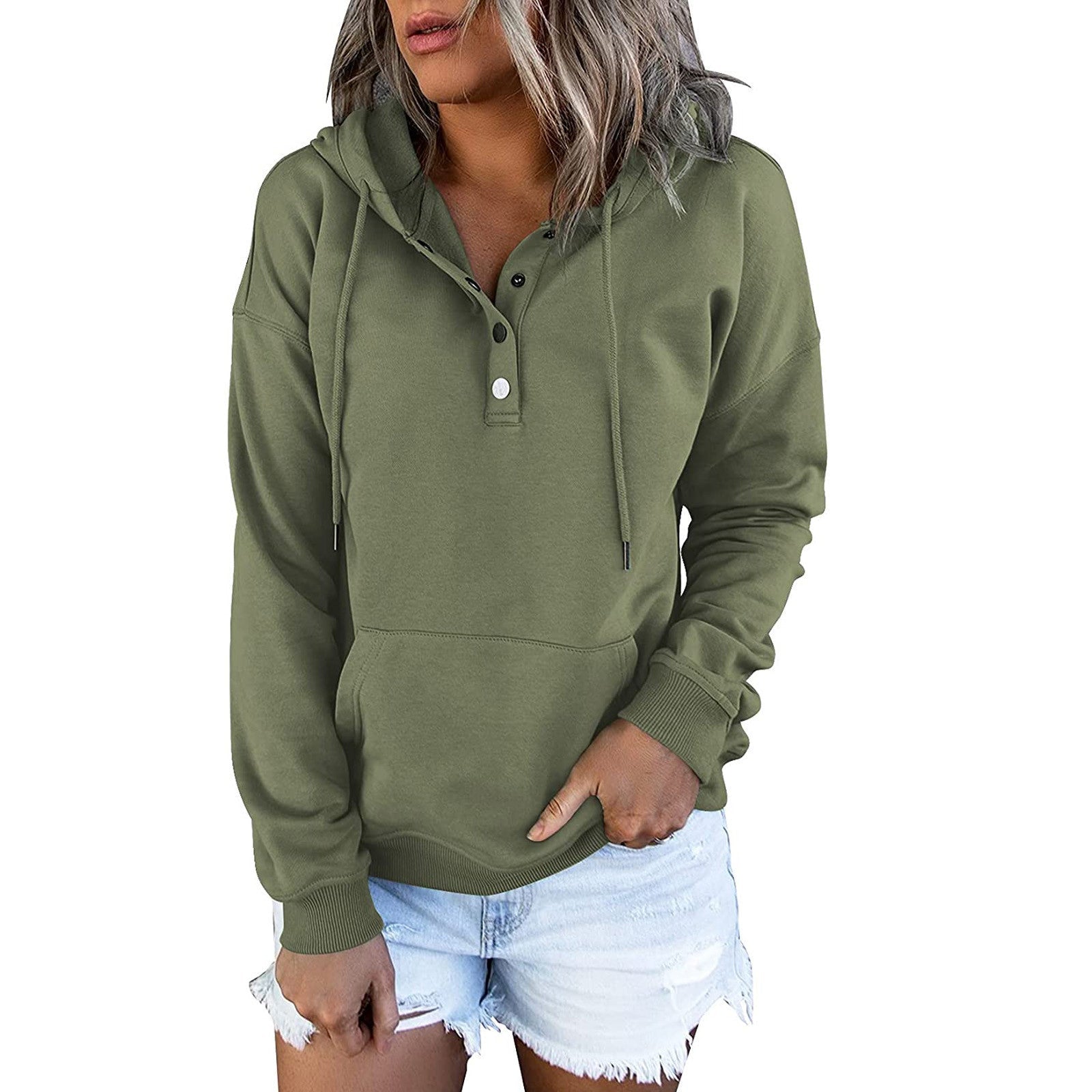 Relaxed Fit Drawstring Hooded Sweatshirt